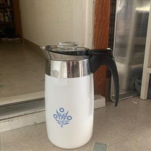 Vintage Corning Ware 9 cup Stovetop Percolator blue cornflower pattern coffee